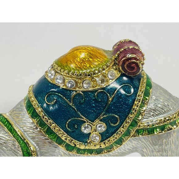 Crystal Bejeweled Camel Heavy Latching Trinket Box Silver Gold Emerald Colored - Picture 8 of 16